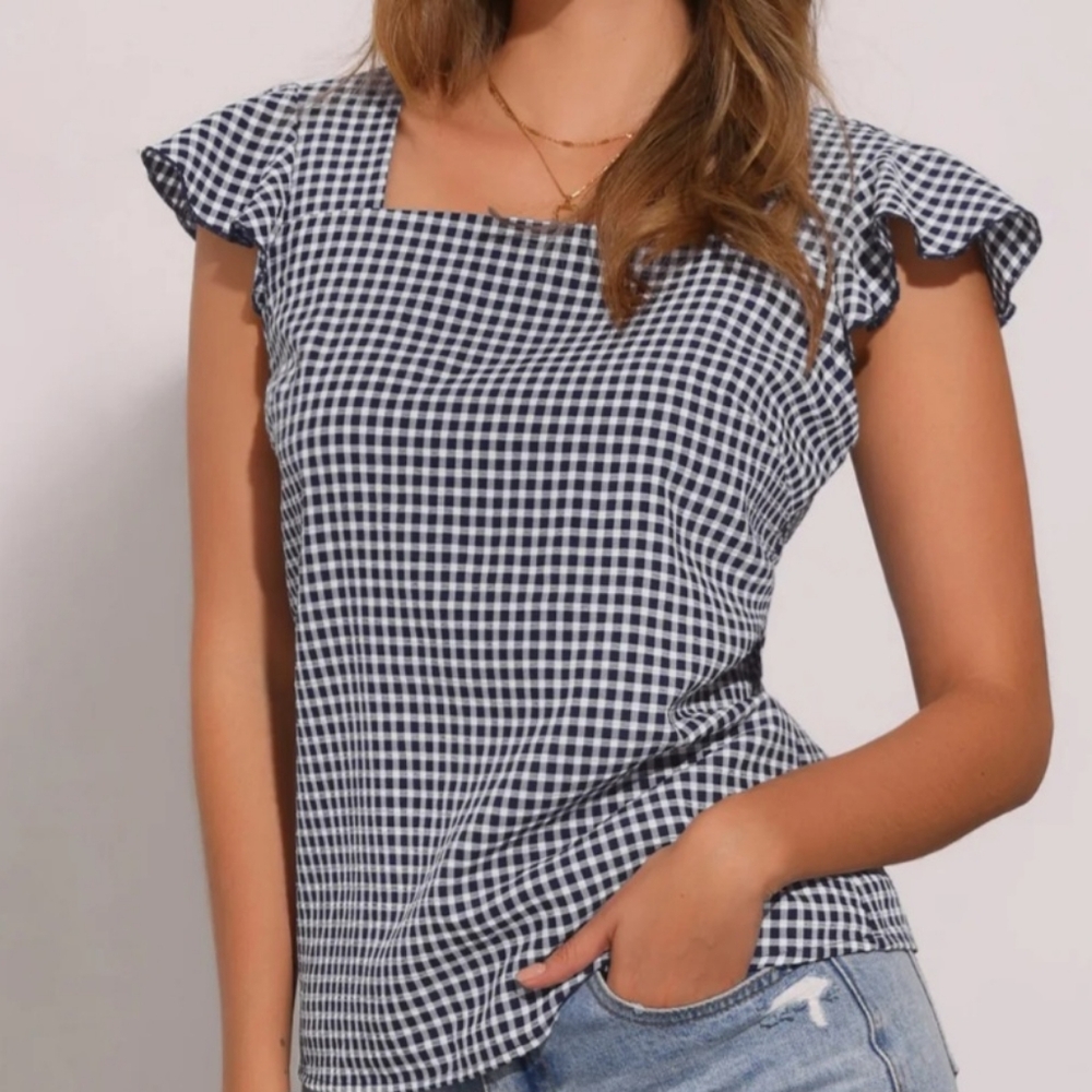 AA-Gingham Checkered Women's Top
